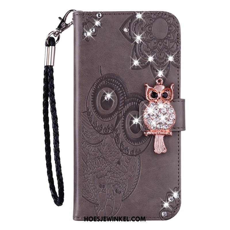 Leren Hoesje Voor Samsung Galaxy S25 5g Edge Uil En Bedeltje