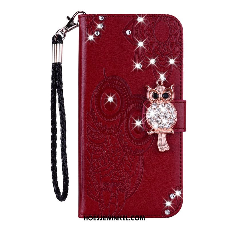 Leren Hoesje Voor Samsung Galaxy S25 5g Edge Uil En Bedeltje