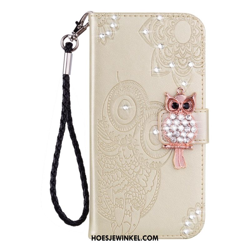 Leren Hoesje Voor Samsung Galaxy S25 5g Edge Uil En Bedeltje