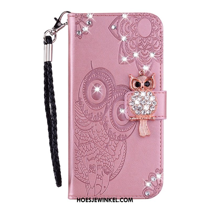 Leren Hoesje Voor Samsung Galaxy S25 5g Edge Uil En Bedeltje