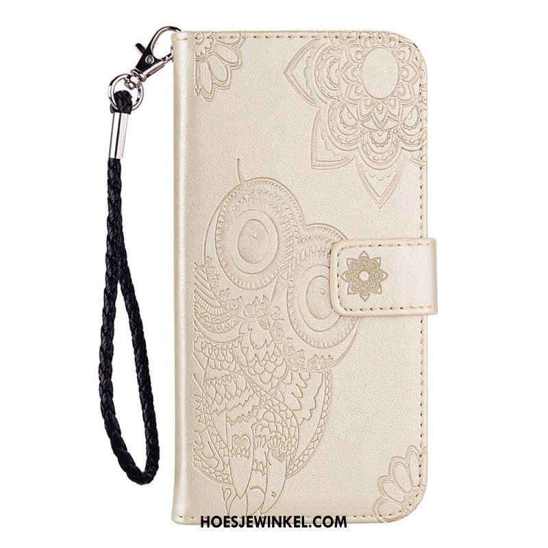 Leren Hoesje Voor Samsung Galaxy S25 5g Edge Uilen En Band