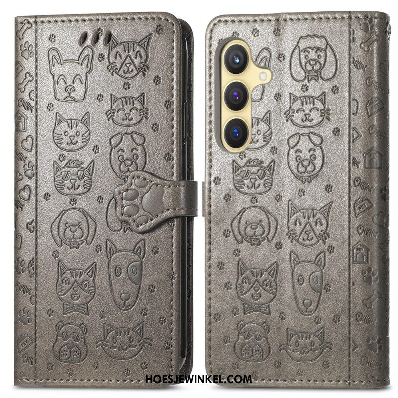 Leren Hoesje Voor Samsung Galaxy S25 5g Geanimeerde Dieren