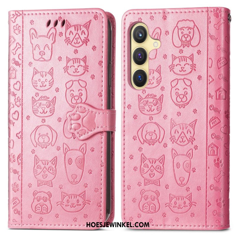 Leren Hoesje Voor Samsung Galaxy S25 5g Geanimeerde Dieren