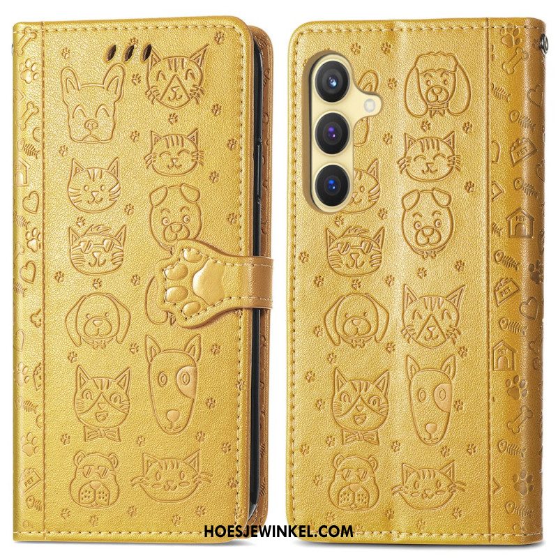 Leren Hoesje Voor Samsung Galaxy S25 5g Geanimeerde Dieren