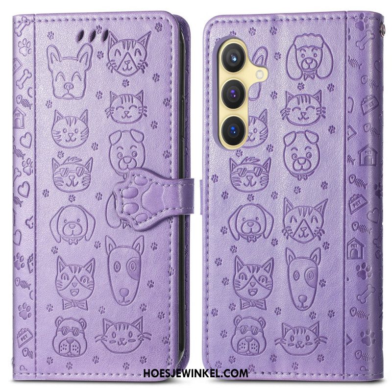 Leren Hoesje Voor Samsung Galaxy S25 5g Geanimeerde Dieren