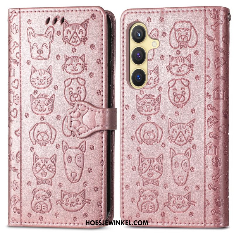 Leren Hoesje Voor Samsung Galaxy S25 5g Geanimeerde Dieren