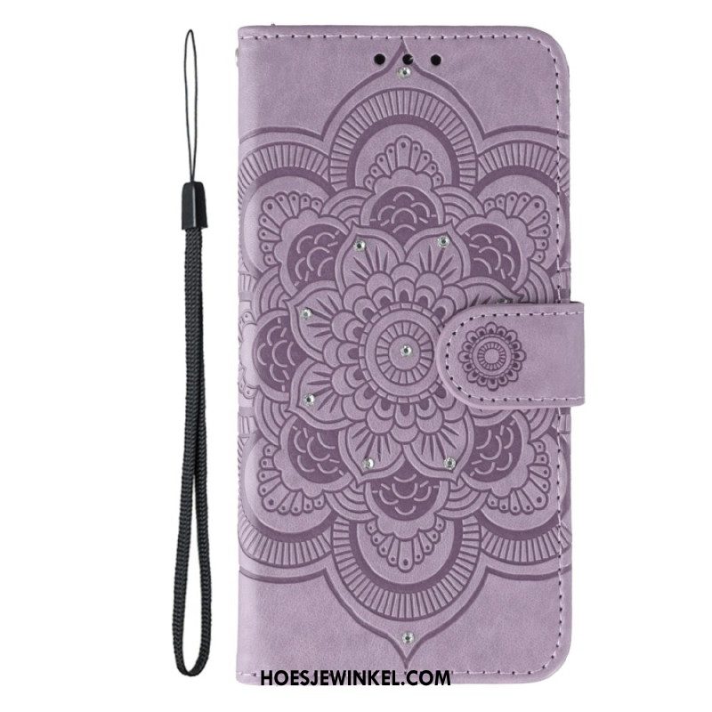Leren Hoesje Voor Samsung Galaxy S25 Fe Mandala En Strass-steentjes