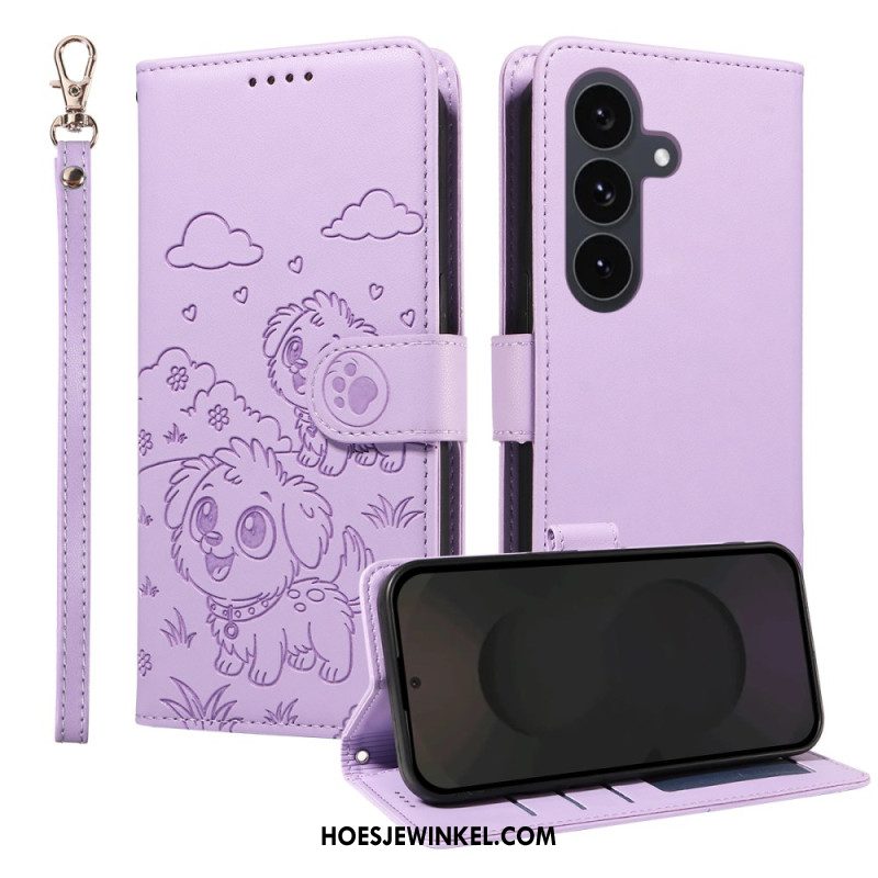Leren Hoesje Voor Samsung Galaxy S25 Fe Rfid-blokkering En Hondenpatroon