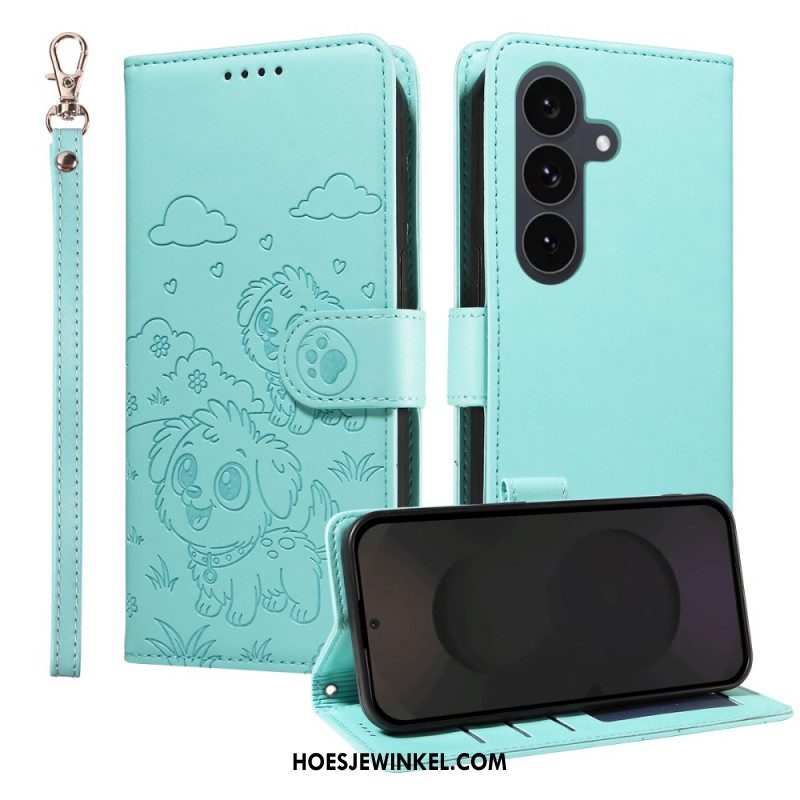 Leren Hoesje Voor Samsung Galaxy S25 Fe Rfid-blokkering En Hondenpatroon