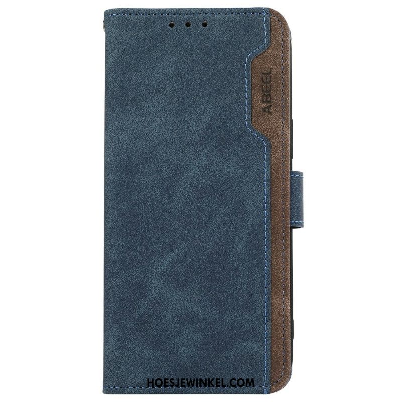 Leren Hoesje Voor Samsung Galaxy S25 Fe Tweekleurige Abeel