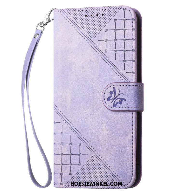 Leren Hoesje Voor Samsung Galaxy S25 Plus 5g Geometrisch Bandje