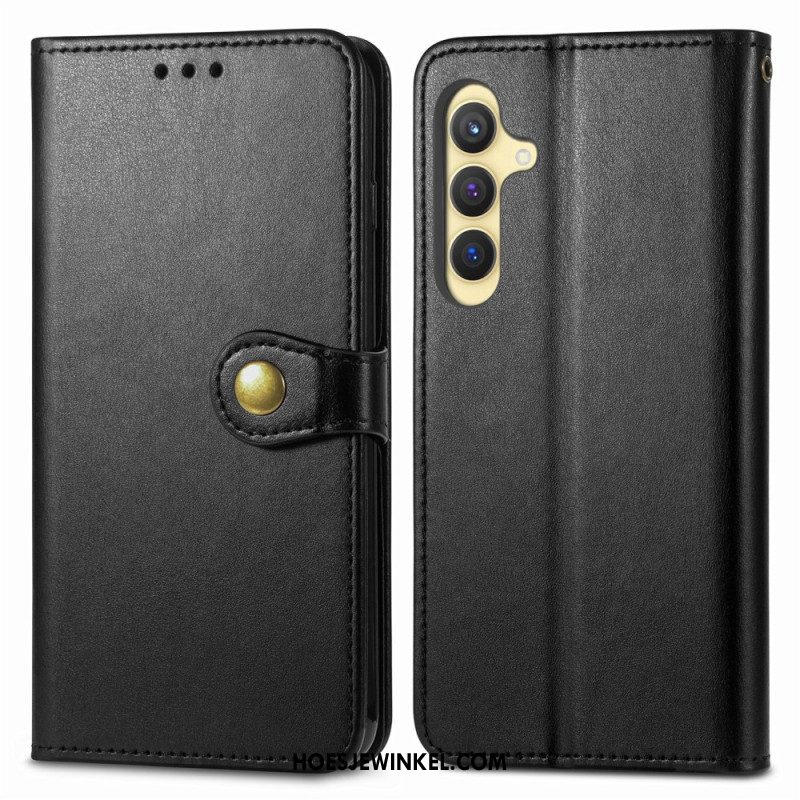 Leren Hoesje Voor Samsung Galaxy S25 Plus 5g Knoopsluiting