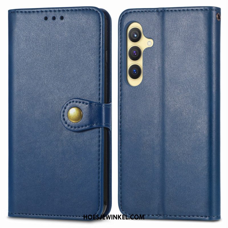 Leren Hoesje Voor Samsung Galaxy S25 Plus 5g Knoopsluiting