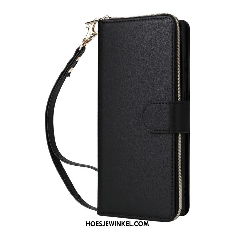 Leren Hoesje Voor Samsung Galaxy S25 Ultra 5g 9 Kaartsleuven Met Bandje