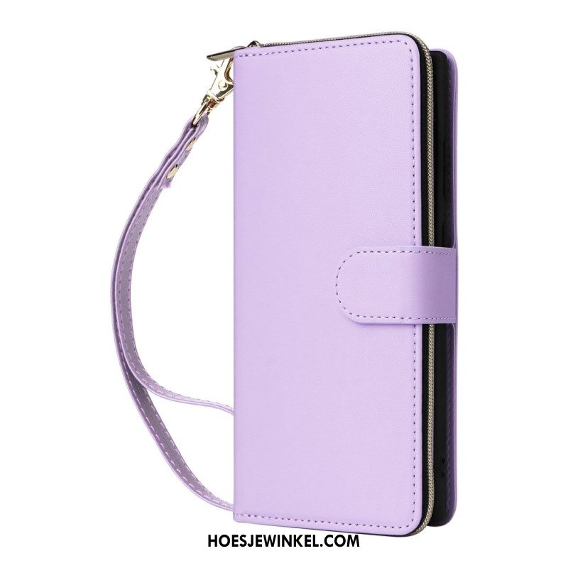 Leren Hoesje Voor Samsung Galaxy S25 Ultra 5g 9 Kaartsleuven Met Bandje