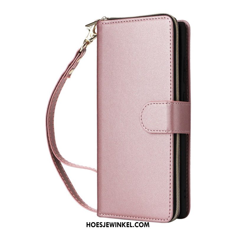 Leren Hoesje Voor Samsung Galaxy S25 Ultra 5g 9 Kaartsleuven Met Bandje