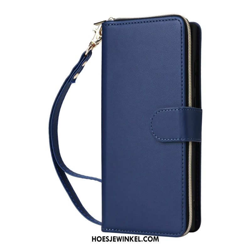 Leren Hoesje Voor Samsung Galaxy S25 Ultra 5g 9 Kaartsleuven Met Bandje