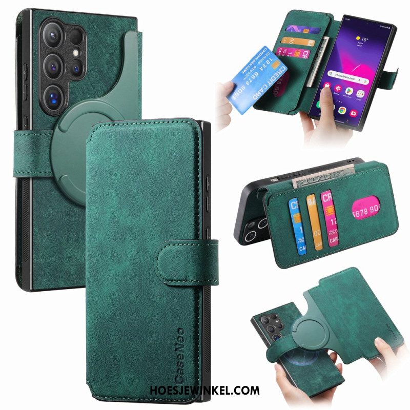 Leren Hoesje Voor Samsung Galaxy S25 Ultra 5g Afneembaar Magnetisch Rfid-hoesje