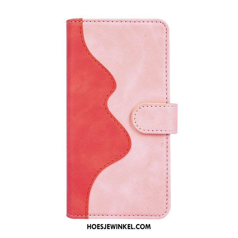 Leren Hoesje Voor Samsung Galaxy S26 Plus Tweekleurig Grafisch Ontwerp