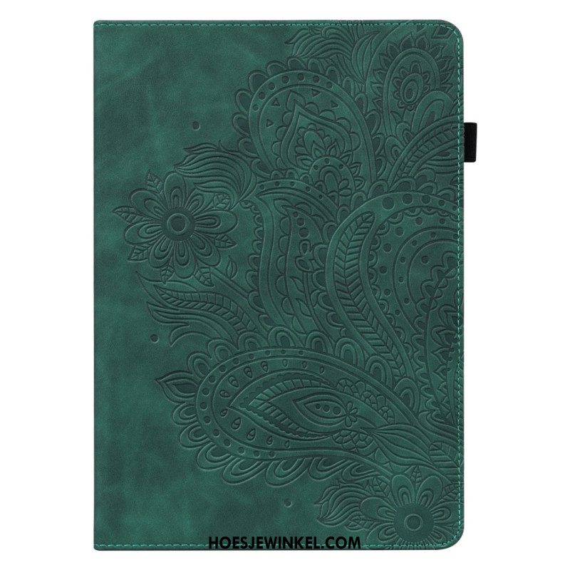 Leren Hoesje Voor Samsung Galaxy Tab S10 Fe Plus Bloemenkant
