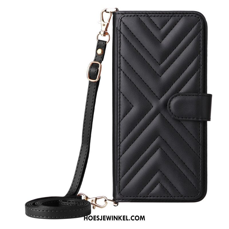 Leren Hoesje Voor Sony Xperia 1 Vii Gewatteerd Met Riem En Schouderriem