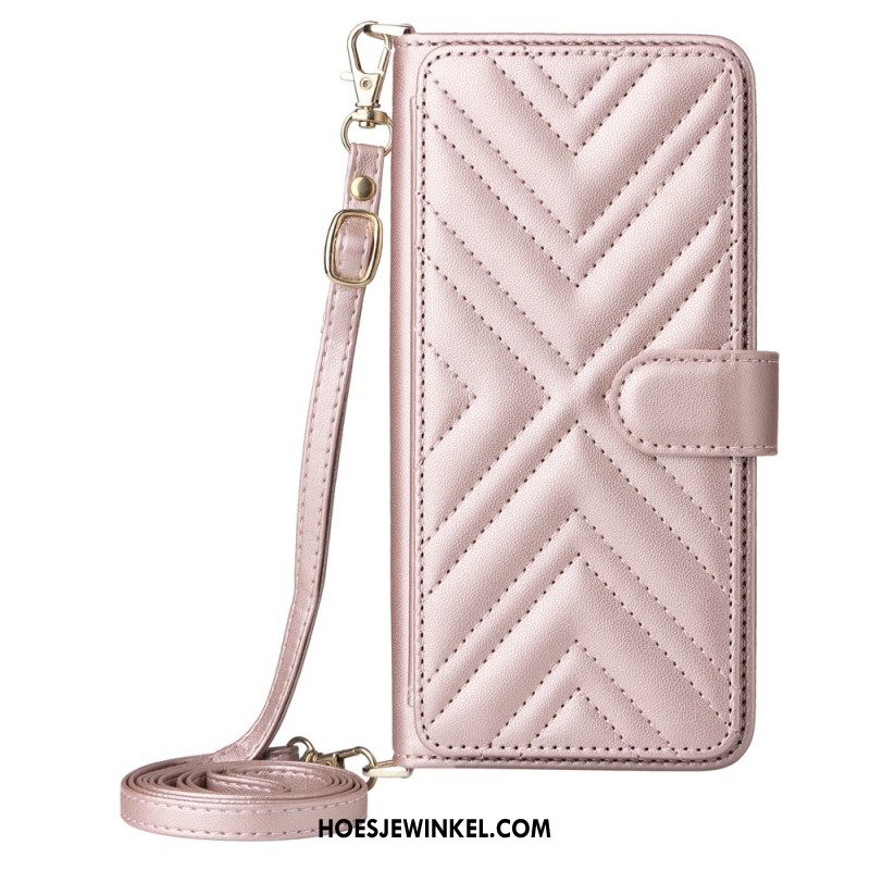 Leren Hoesje Voor Sony Xperia 1 Vii Gewatteerd Met Riem En Schouderriem