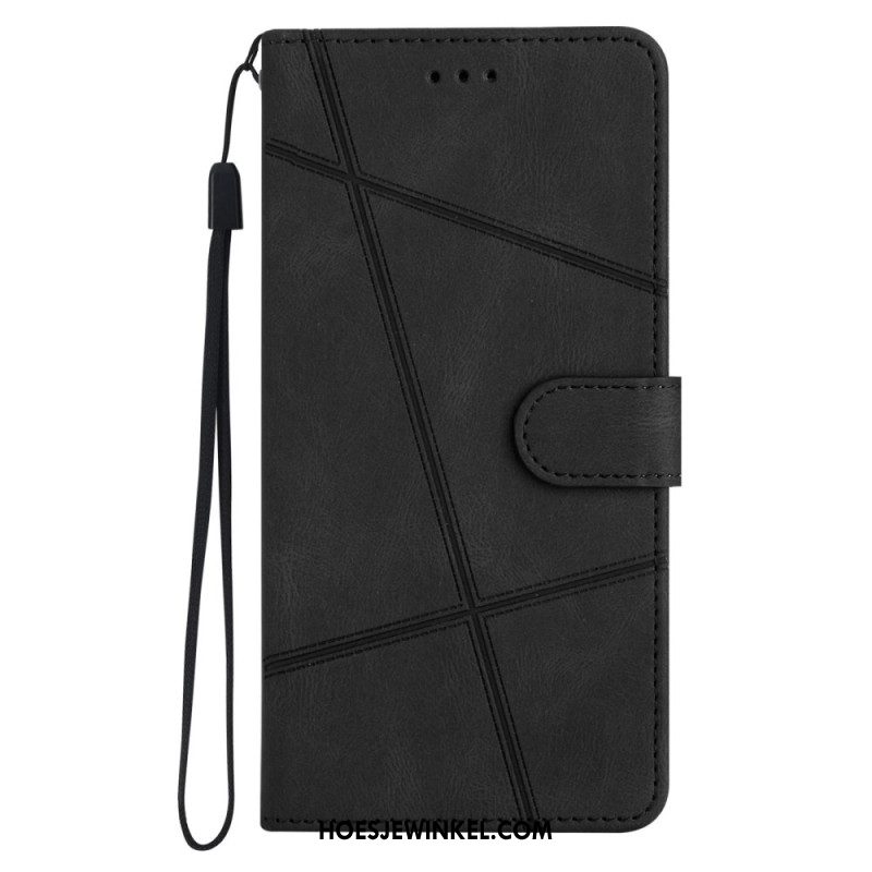 Leren Hoesje Voor Xiaomi 15 Pro Lijnen En Strepen Met Bandje