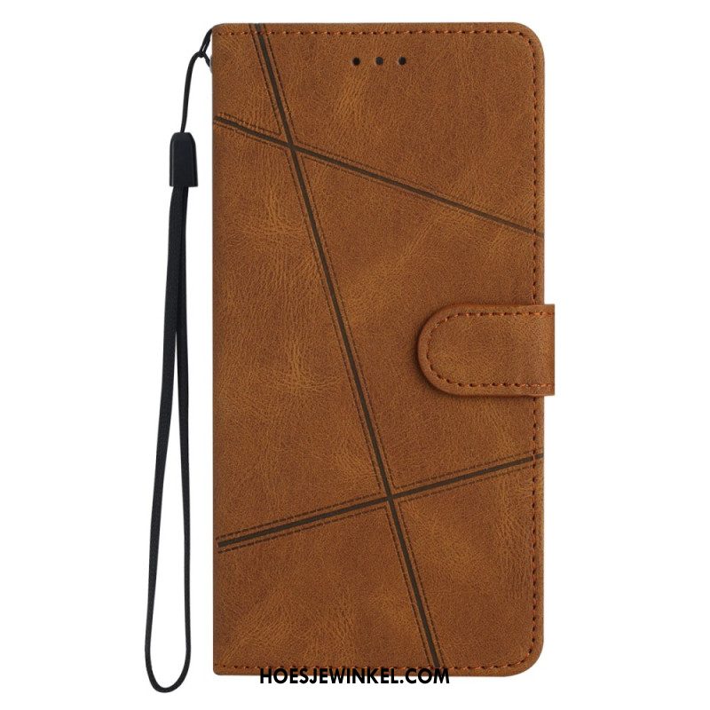 Leren Hoesje Voor Xiaomi 15 Pro Lijnen En Strepen Met Bandje