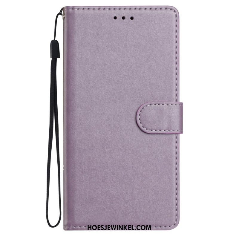 Leren Hoesje Voor Xiaomi 15t Effen Met Band