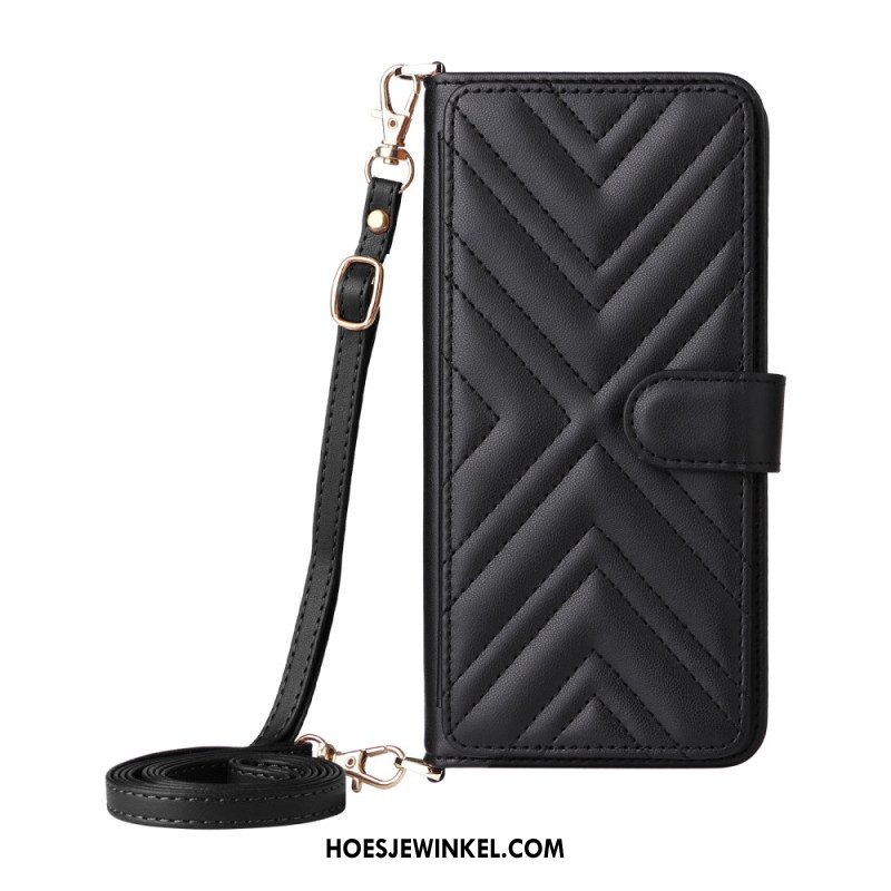 Leren Hoesje Voor Xiaomi 15t Gewatteerd Met Schouderband En Polsband