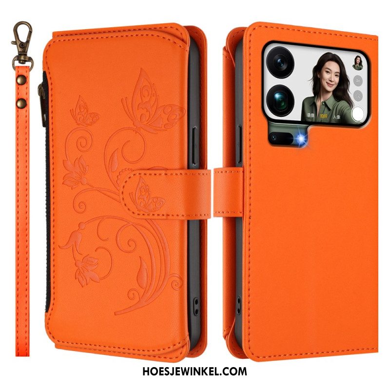 Leren Hoesje Voor Xiaomi 17 Pro Max Portemonnee Met Bloemenprint