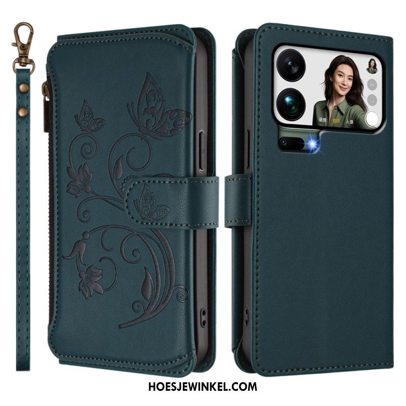 Leren Hoesje Voor Xiaomi 17 Pro Max Portemonnee Met Bloemenprint