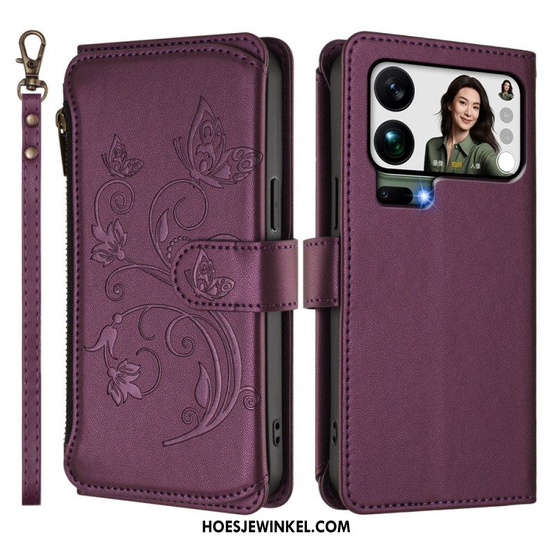 Leren Hoesje Voor Xiaomi 17 Pro Max Portemonnee Met Bloemenprint