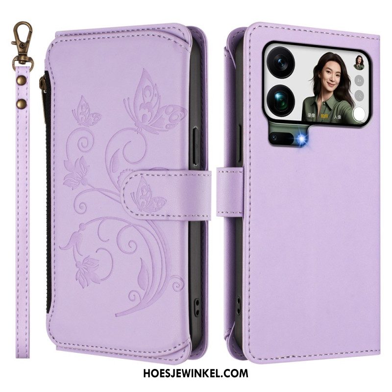 Leren Hoesje Voor Xiaomi 17 Pro Max Portemonnee Met Bloemenprint