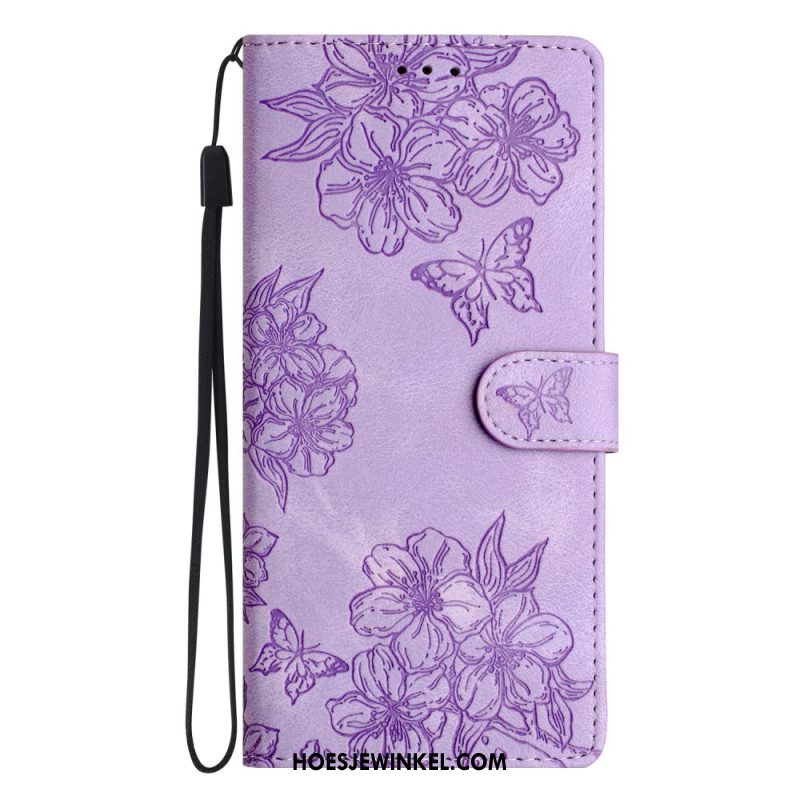 Leren Hoesje Voor Xiaomi 17 Pro Max Vlinder- En Bloemenpatroon