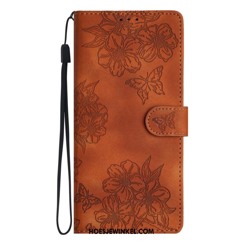 Leren Hoesje Voor Xiaomi 17 Pro Max Vlinder- En Bloemenpatroon