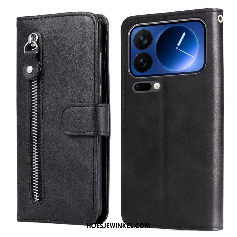 Leren Hoesje Voor Xiaomi 17 Pro Vak Met Ritssluiting