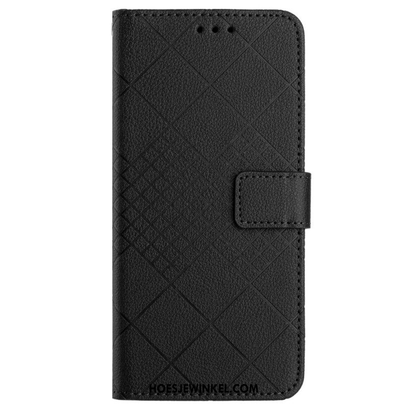 Leren Hoesje Voor Xiaomi Redmi Note 13 4g Diamantpatroon Met Bandjes