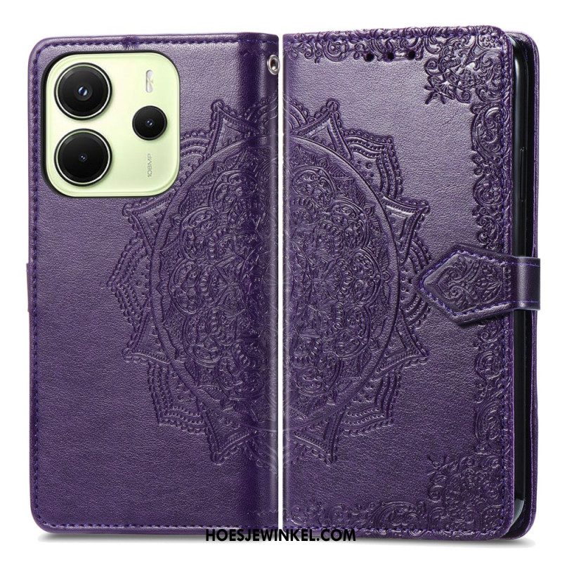 Leren Hoesje Voor Xiaomi Redmi Note 14 4g Barok Mandala