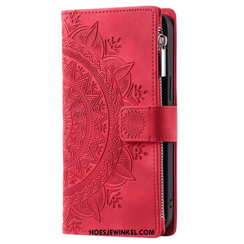 Leren Hoesje Voor Xiaomi Redmi Note 14 4g Mandala Suède-effect Portemonnee