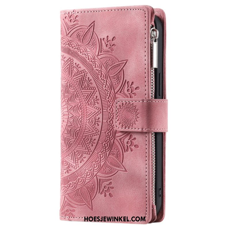 Leren Hoesje Voor Xiaomi Redmi Note 14 4g Mandala Suède-effect Portemonnee