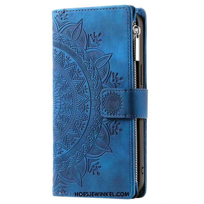 Leren Hoesje Voor Xiaomi Redmi Note 14 4g Mandala Suède-effect Portemonnee
