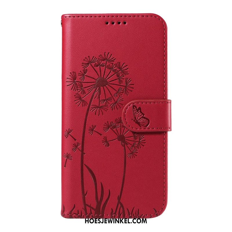 Leren Hoesje Voor Xiaomi Redmi Note 14 4g Paardenbloemen