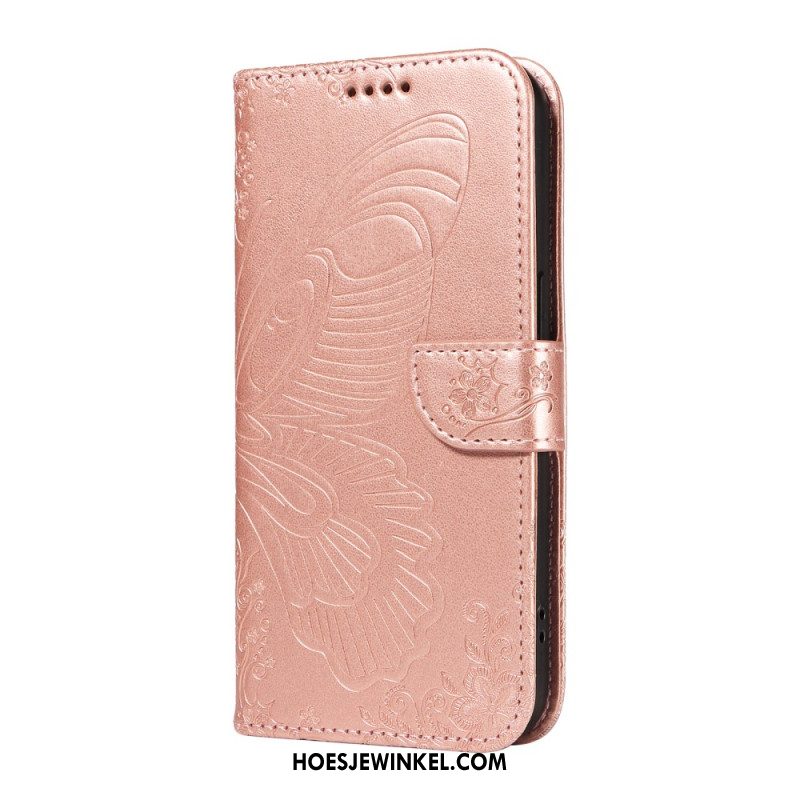 Leren Hoesje Voor Xiaomi Redmi Note 14 Pro 5g Grafische Vlinder