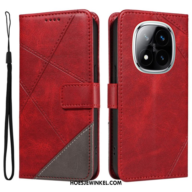 Leren Hoesje Voor Xiaomi Redmi Note 14 Pro 5g Tweekleurige Bandlijnen