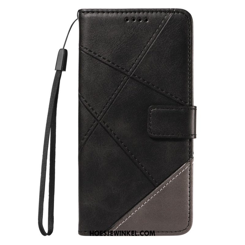 Leren Hoesje Voor Xiaomi Redmi Note 14 Pro Plus 5g Tweekleurige Gestreepte Strap-on