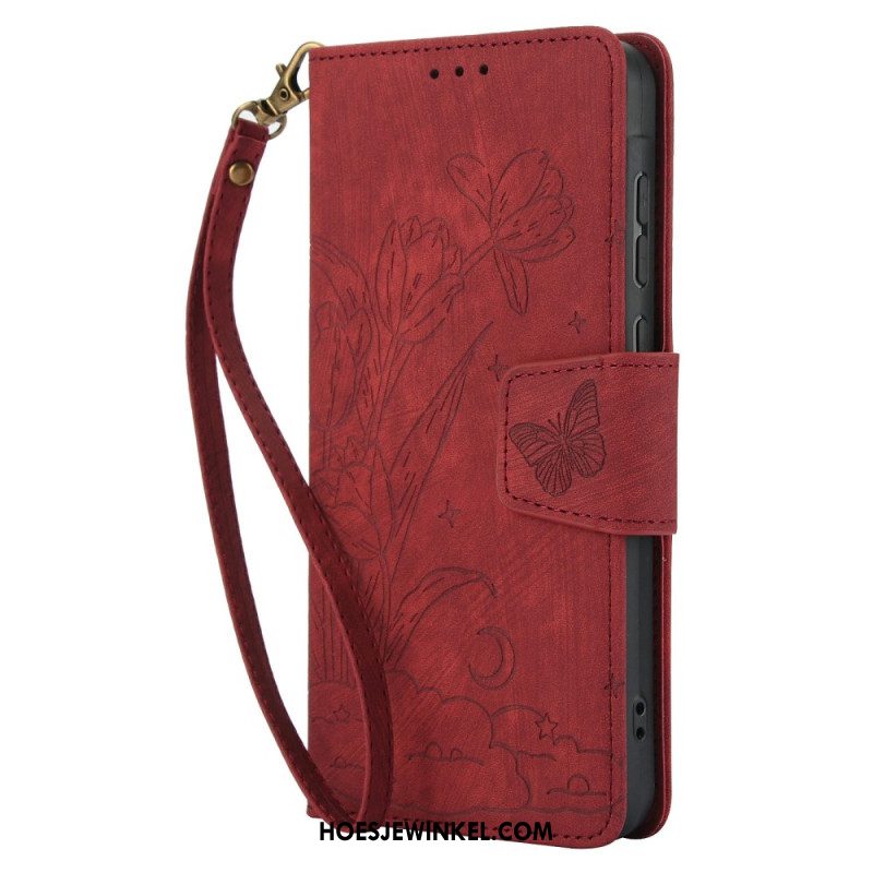 Leren Hoesje Voor Xiaomi Redmi Note 15 5g Bloemen En Vlinders