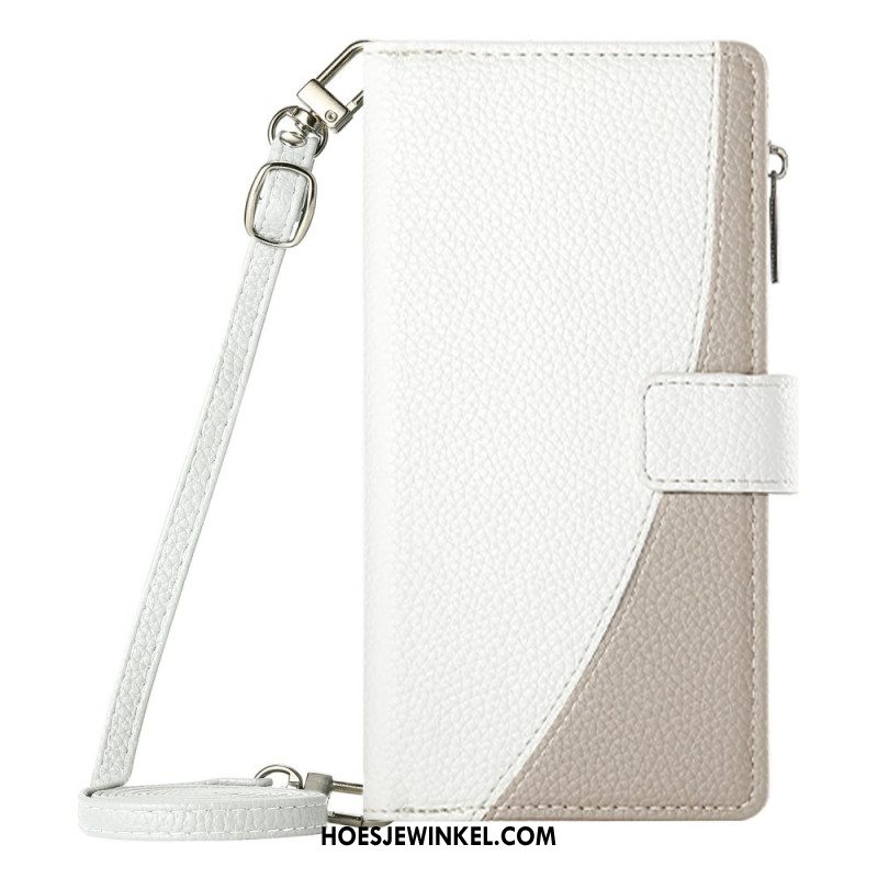 Leren Hoesje Voor Xiaomi Redmi Note 15 Pro 5g Tweekleurige Band En Schouderband