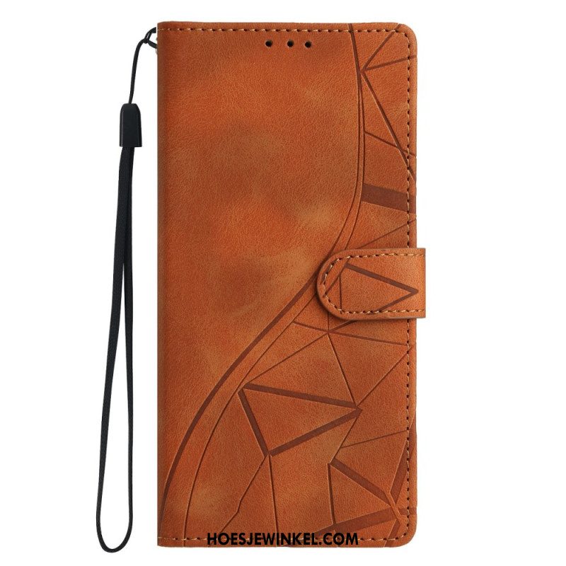 Leren Hoesje Voor Xiaomi Redmi Note 15 Pro Plus 5g Driehoekspatroon