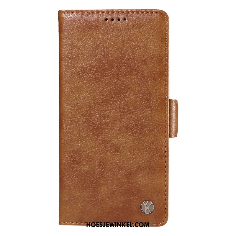 Leren Hoesje Voor iPhone 16 Plus Yikatu Litchi-textuur